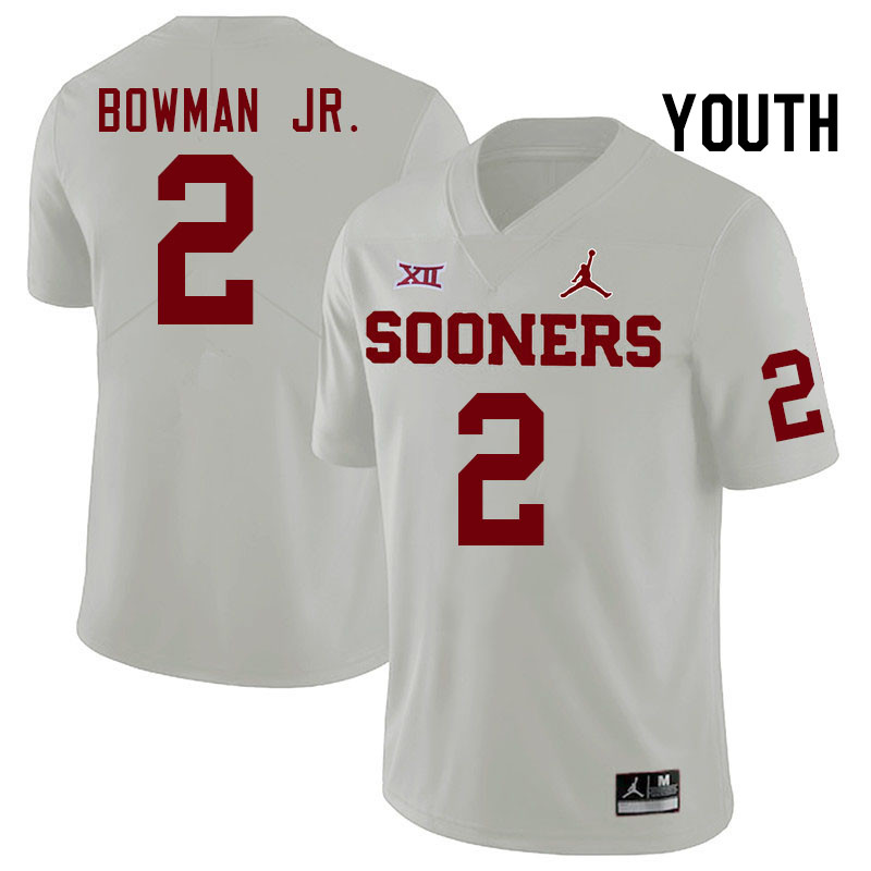 Youth #2 Billy Bowman Jr. Oklahoma Sooners College Football Jerseys Stitched-White - Click Image to Close